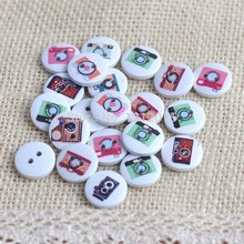 100Pcs Mixed 2 Holes Round Pattern Camera Wooden Buttons Sewing Scrapbooking 15mm DIY Sewing Accessories Button XD5410-13 2024 - buy cheap