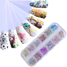 12 Styles Shiny Round Ultrathin  Nail Sequins Mixed Size Colorful Nail Tips Decorations Manicure 3D Nail Accessories 2024 - buy cheap