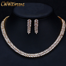 CWWZircons African Cubic Zirconia Pave Saudi Arabia Gold Color Wedding Bridal Necklace Earrings Jewelry Sets for Women T305 2024 - buy cheap