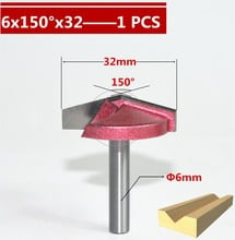 6mm*150degree*32mm,CNC Tungsten steel 3D V bit,CNC machine tool,PVC,MDF,Acrylic,Carbide end mill,woodworking insert router bit 2024 - buy cheap