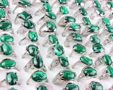 Оптом оптом 36 шт. смешанный стиль зеленый Малахит драгоценный камень тибетское посеребренное кольцо на палец для женщин мужчин обручальные кольца бесплатно 2024 - купить недорого