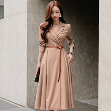 Fashion women temperament dress new arrival high quality full sleeve comfortable transparent warm OL solid color outdoor dress 2024 - buy cheap