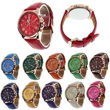 Relógios femininos moda genebra marca numerais romanos falso couro analógico relógio de pulso de quartzo feminino horas relógio 11 cores novo 2024 - compre barato
