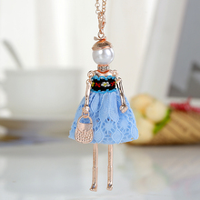 Statement Ethnic Lace Dress Doll Necklace Dress Handmade French Doll Pendant 2018 News Alloy Girl Women Crystal Fashion Jewelry 2024 - buy cheap