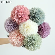 YO CHO Artificial Flowers Pompom Dandelion Fake Flowers Silk White Pink Flower Ball Wedding Party Home Decoration Pompon Bouquet 2024 - buy cheap