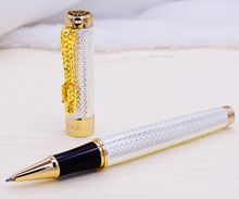 Jinhao 1200 Vintage Luxurious Rollerball Pen Beautiful Ripple with Dragon Clip, Noble Silver Metal Carving Ink Pens Collection 2024 - buy cheap