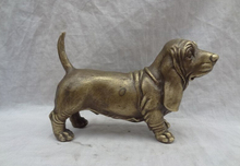fast shipping USPS to USA S1394 10" Folk Chinese Bronze Carved Animals Wealth Dog Basset Hound Statue Sculpture 2024 - buy cheap