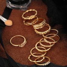 Design de moda 12 peças conjunto anel do vintage entrelaçado atado cinzelado para o presente feminino menina anéis de festa de casamento 2024 - compre barato