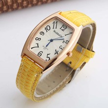 WOMAGE Watch Fashion Women Dress Watches Tonneau Case Women's Watches Yellow Leather Watch Quartz dames horloges montre femme 2024 - buy cheap