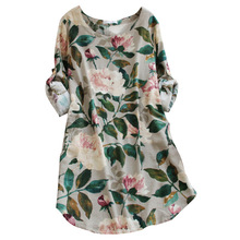 0003 big size autumn women blouse Japan style mori girl flower print long sleeve O-Neck Cotton linen shirt tops casual women 2024 - buy cheap