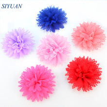 Flores de cabelo de renda chiffon multicamadas 3.9 pol. para cabeça, acessórios de vestuário com 20 cores para escolher mhc06 2024 - compre barato