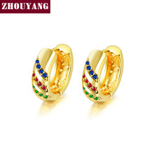 Zhuyang-brincos de argola para mulheres, estilo clássico, 3 cores, zircônia cúbica, cor amarelo rosa, dourado, joia de moda, e569 2024 - compre barato