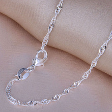 Fashion 2mm 925 Jewelry Silver Plated Water Wave Necklace Chains,Hot Selling Silver Water Wave Chain Necklaces For Women 16"-30" 2024 - buy cheap