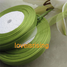 50 Yards (150 ft) 3/8'' (10mm) Double Face olive green Organza Ribbon Wedding Party gift Decor 2024 - buy cheap