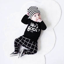 2018 Autumn Baby Boy Clothes Fashion Cotton Long Sleeve Letter Print LIKE A BOSS Tops+Pants  2pcs Baby Boys Girls Clothing Set 2024 - buy cheap