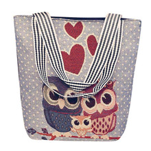 Canvas Bag Women's Cartoon Owl Handbag Colorful Qualited Shopping Shoulder Bag Ladies Satchel Casual Tote Bags Sac A Main #16 2024 - buy cheap