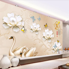Custom wallpaper 3d European beautiful blue jewelry flower stereo photo mural TV background wall papers home decor 3d wallpaper 2024 - buy cheap