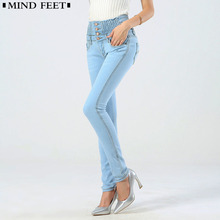 MIND FEET Women Elastic Skinny Jeans Autumn Hight Waist Pencil Denim Pants Fashion Jeans Femme Trousers Summer 2024 - buy cheap