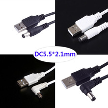 DC Power Plug USB Convert To 5.5*2.1mm/DC 5.5x2.1mm White Black L Shape Right Angle Jack With Cord Connector USB Cable 2024 - buy cheap