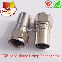 50PCS copper RG6  cone-shape Crimp f connector RG6 Hex Crimp F-Type Connector Adapter RG6 coaxial cable f-type plug 2024 - buy cheap
