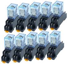 10pcs MY2P HH52P MY2NJ 12V/24V  AC/DC coil general purpose DPDT micro mini relay with socket base 2024 - buy cheap