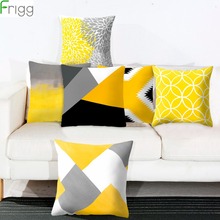 Capa de almofada geométrica amarela fritartaruga, fronha decorativa para sofá, sala de estar, casa, decoração 2024 - compre barato
