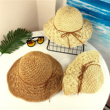 2019 women's Bowknot Foldable Summer Sun Hats Floppy Beach Wide Brim Straw Hat for Travel 2024 - buy cheap