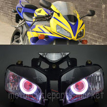 Farol de motocicleta totalmente montado com olhos de anjo demon e vermelho para honda cbr1000rr cbr 1000 rr 2004, 2005, 2006, 2007 2024 - compre barato