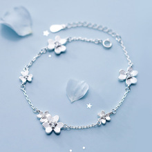 MloveAcc-pulsera de plata de ley 925 con flor de brillo, cadena de eslabones femenina, brazalete de moda para boda, regalo de joyería de plata S925 2024 - compra barato