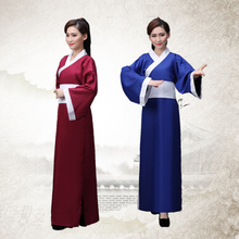 Vestuário hanfu, 2 cores, azul, vermelho, antigo, chinês, para performance em palco 2024 - compre barato