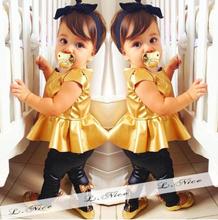 2017 new baby girls fashion suit kids clothing sets shirt dress + legging pants casual short-sleeve shirts 2 pcs set DS21 2024 - buy cheap