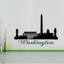 Pegatinas de pared de paisaje de edificios de Washington Skyline, murales para el hogar, decoración artística de vinilo, póster L643 2024 - compra barato