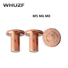 Rebite de cobre com cabeça plana, rebite redondo de cobre com tampa redonda, m5/m6/m8 * 6/8/10/12/14/16/20/25/30/35/40mm unha de gel 2024 - compre barato