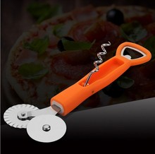 1PC Double Roller Pizza Knife Cutter Pastry Pasta Dough Crimper Wheel Rolling Slicer Pastry Tools with Bottle Opener KX 184 2024 - buy cheap