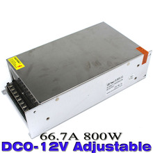 Регулируемый источник питания DC0-12V 66.7A 800 Вт, трансформатор для светодиодного драйвера, 220 В переменного тока, В постоянного тока, адаптер питания для ленточной лампы CNC CCTV 2024 - купить недорого