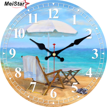 MEISTAR 2018 Summer Vintage Beach Clocks Silent Brief Living Room Office Home Decor Art Large Wall Art Clocks Duvar Saati 2024 - buy cheap