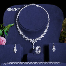 SINZRY New classic luxury cubic zirconia dazzling leaf choker necklace earring bracelet ring party wedding jewelry set 2024 - buy cheap