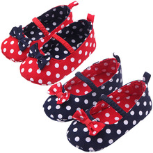 Baby Girl Soft Sole Shoes Dots Bowknot Toddler Anti-slip Shoes Newborn to 2024 - buy cheap