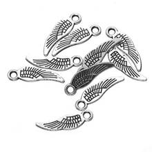BULK 1000pcs alloy antique Silver Tone 2 Sided 18*6mm Angel Wing Charms pendant Collection for bracelet necklace Diy CH0264 2024 - buy cheap