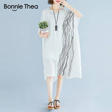 Bonnie thea 2018 Women Plus Size Loose Dress white Thin big size Summer dress Large size fat MM Office Lady Dresses Vestidos 2024 - buy cheap