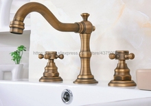 Bathroom Antique Brass Mixer Faucet Two Handles 3 Hole Basin Sink Hot Cold Water Taps Nan074 2024 - buy cheap