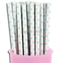 100pcs Mixed Colors Disposable Biodegradable Decorative Party Light Blue Swiss Dot Drinking Paper Straws 2024 - buy cheap