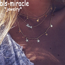 Bls-miracle Vintage Punk Multi Layer Necklaces For Women Girl 2018 New Boho"LOVE"Pendant Necklace Statement Collar Jewelry Gift 2024 - buy cheap