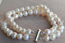 New Arriver Pearl Bracelet 8 Inches 2 Rows 8-9mm White Color Freshwater Pearl Bracelet Wedding Party Jewelry Wholesale 2024 - buy cheap