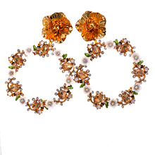 Novo design moda cristais austríacos brincos longos cristal redondo brilhante strass grande brinco redondo joias femininas 2024 - compre barato