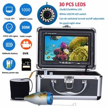 7 "Polegada Gravador DVR 30 m 1000TVL Inventor Dos Peixes Câmera Subaquática Da Pesca 15 pcs LEDs Brancos + 15 pcs lâmpada infravermelha Para Gelo/Mar/Rio 2024 - compre barato