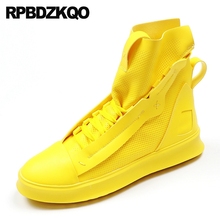 Trainers Skate Spring Yellow Men Shoes Casual High Top Summer Elevator Lace Up Designer Sneakers Hip Hop Breathable Street Style 2024 - buy cheap