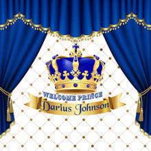 custom Royal Blue Prince Crown Curtains backdrops  High quality Computer print party photo studio background 2024 - buy cheap