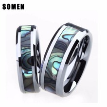 2Pcs 6MM&8MM Ring Set For Couple Tungsten Ring Luxury Abalone Shell Wedding Engagement Ring Lover's Jewellery alliance anel boho 2024 - buy cheap
