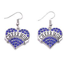 Women Jewelry Heart Pendant Earrings CHEER MOM Written Great Present With Crystals High Grade Zinc Alloy Provide Dropshipping 2024 - buy cheap